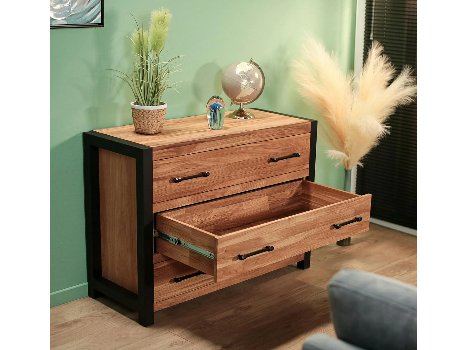 Commode en chêne huilé 3 tiroirs FERSCOTT 2