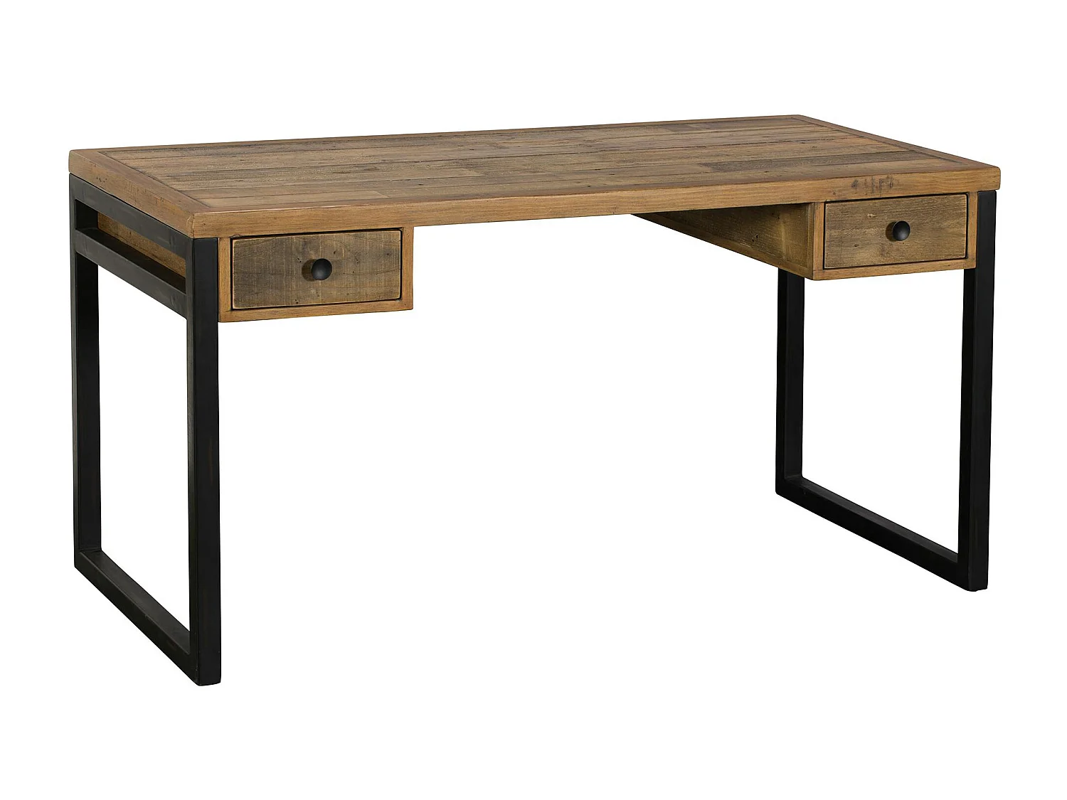 Bureau bois recyclé métal 2 tiroirs BRISBANE