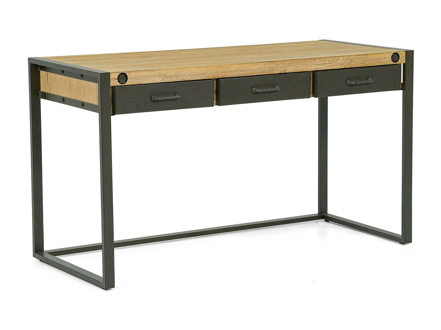 Bureau Inspiration Indus' en Acacia et Métal 3 tiroirs métal 140x60x78,5cm BROOKLYN