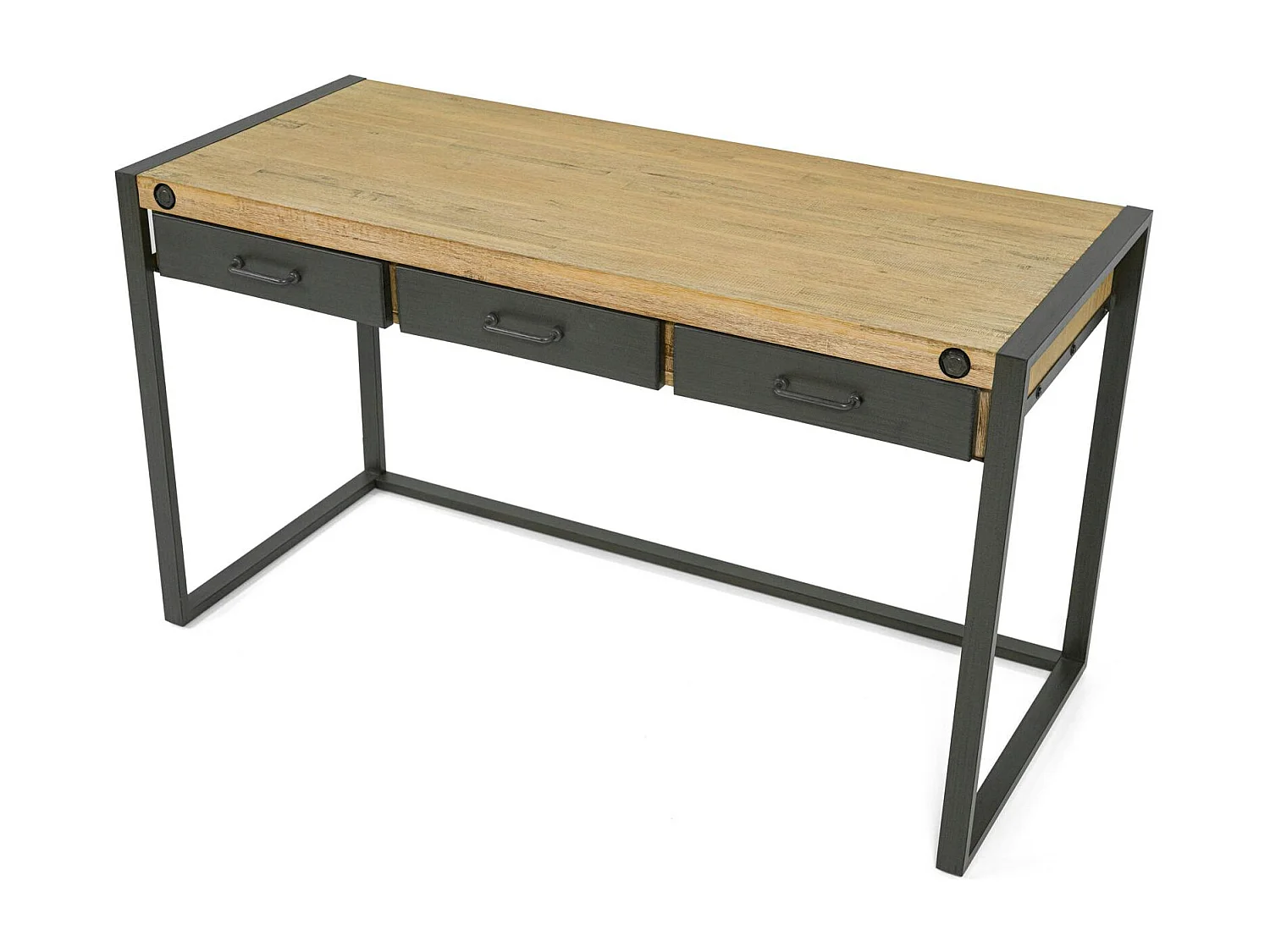 Bureau Inspiration Indus' en Acacia et Métal 3 tiroirs métal 140x60x78,5cm BROOKLYN