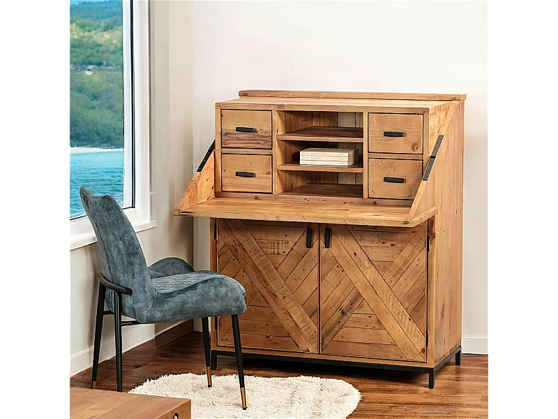 Bureau industriel en bois recyclé CALGARY