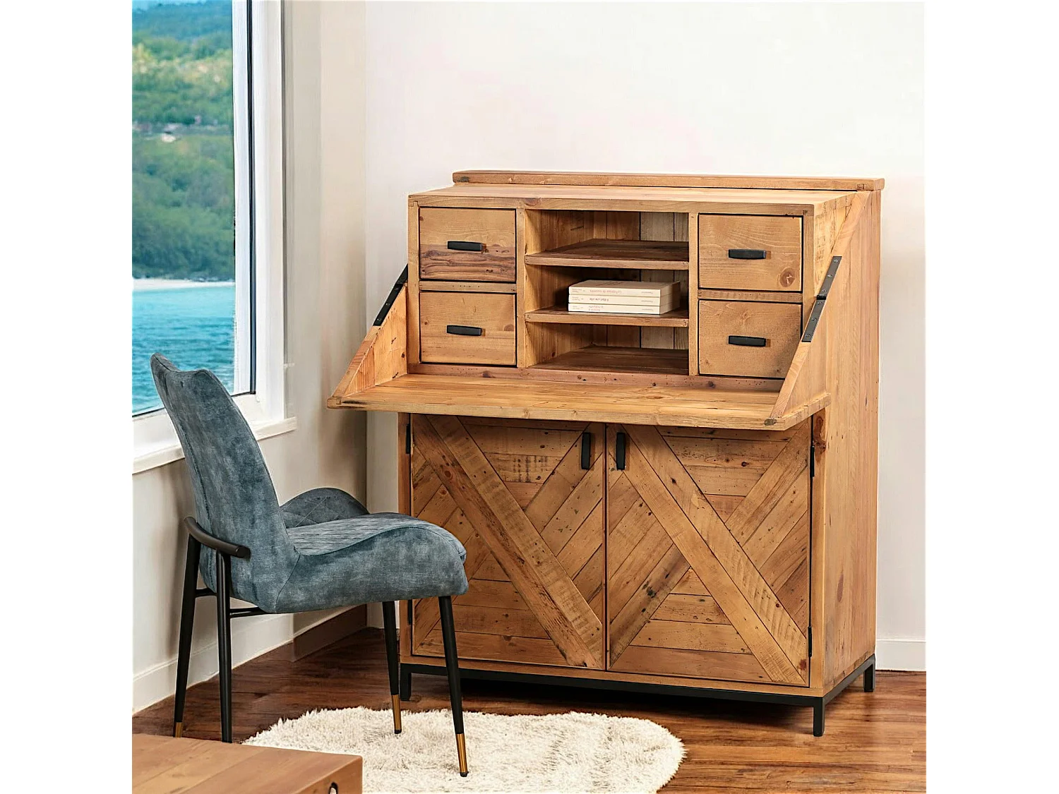 Bureau industriel en bois recyclé CALGARY