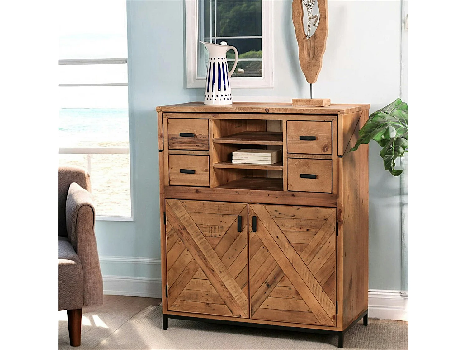 Bureau industriel en bois recyclé CALGARY