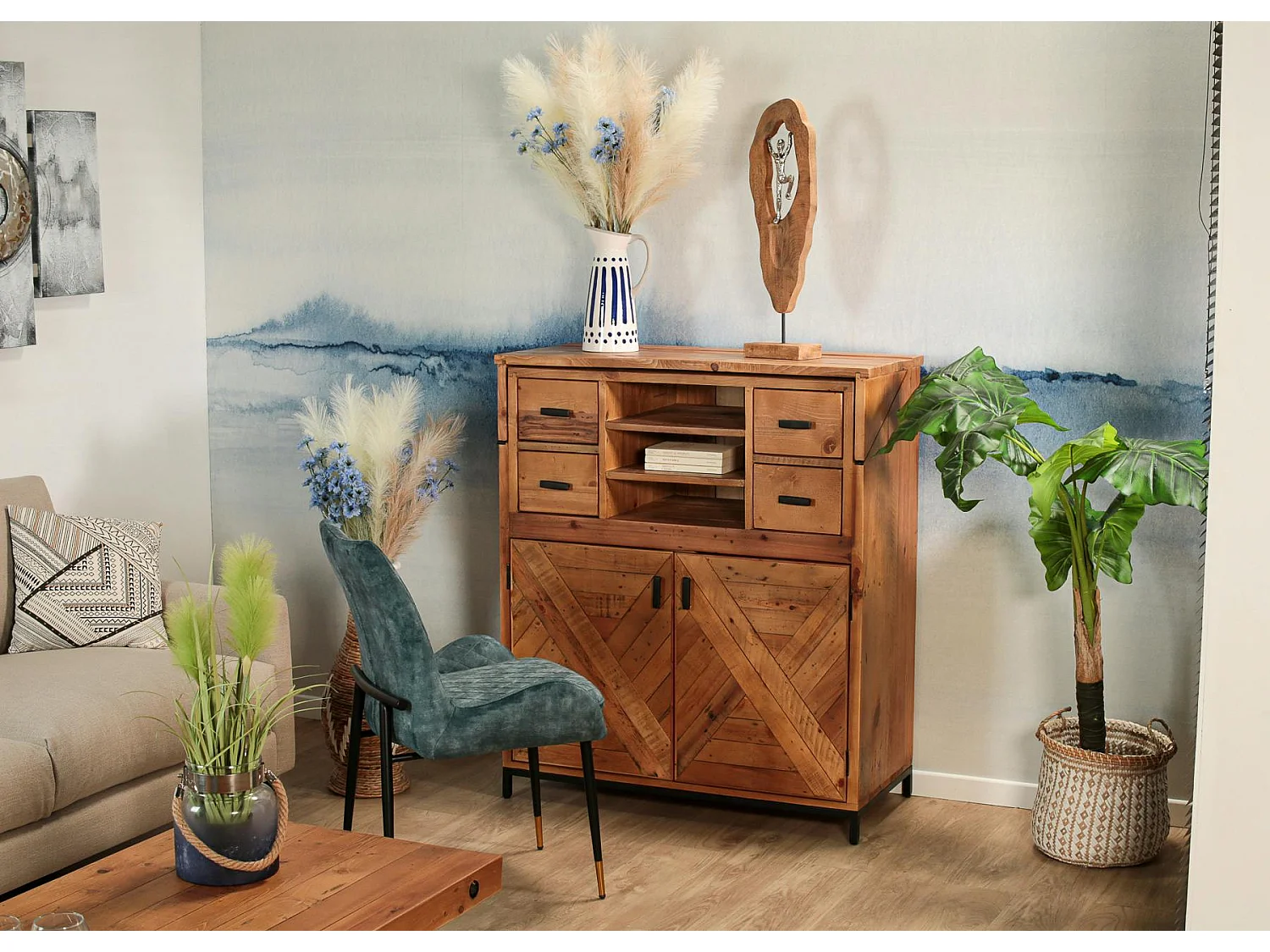 Bureau industriel en bois recyclé CALGARY