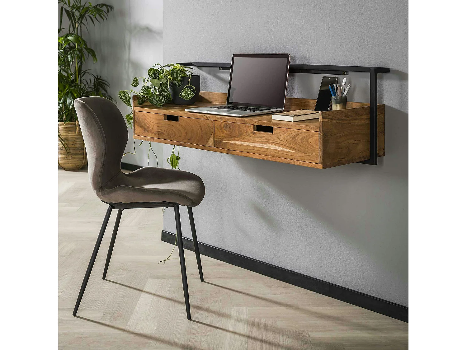 Bureau console suspendue en bois MELBOURNE