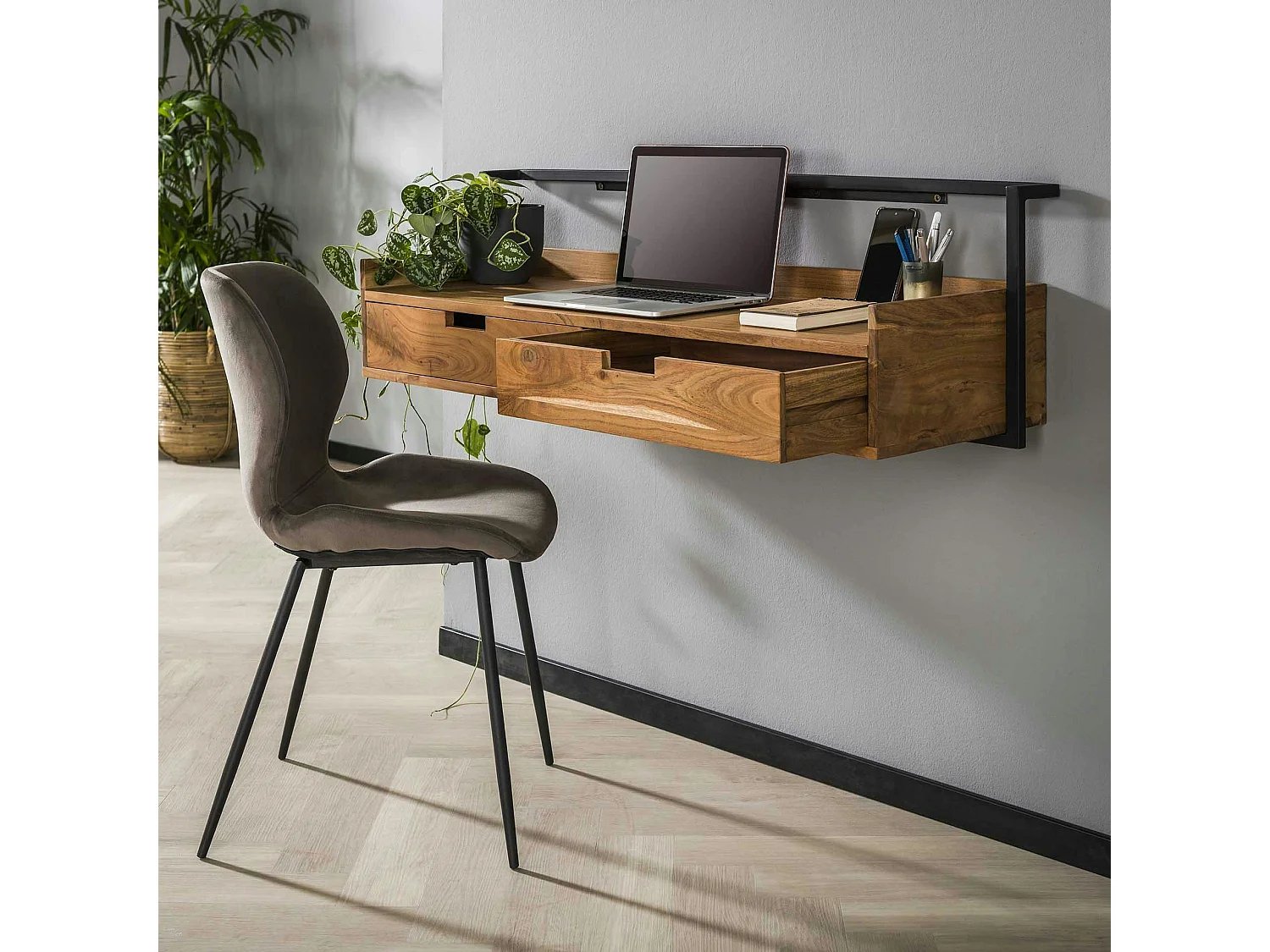 Bureau console suspendue en bois MELBOURNE