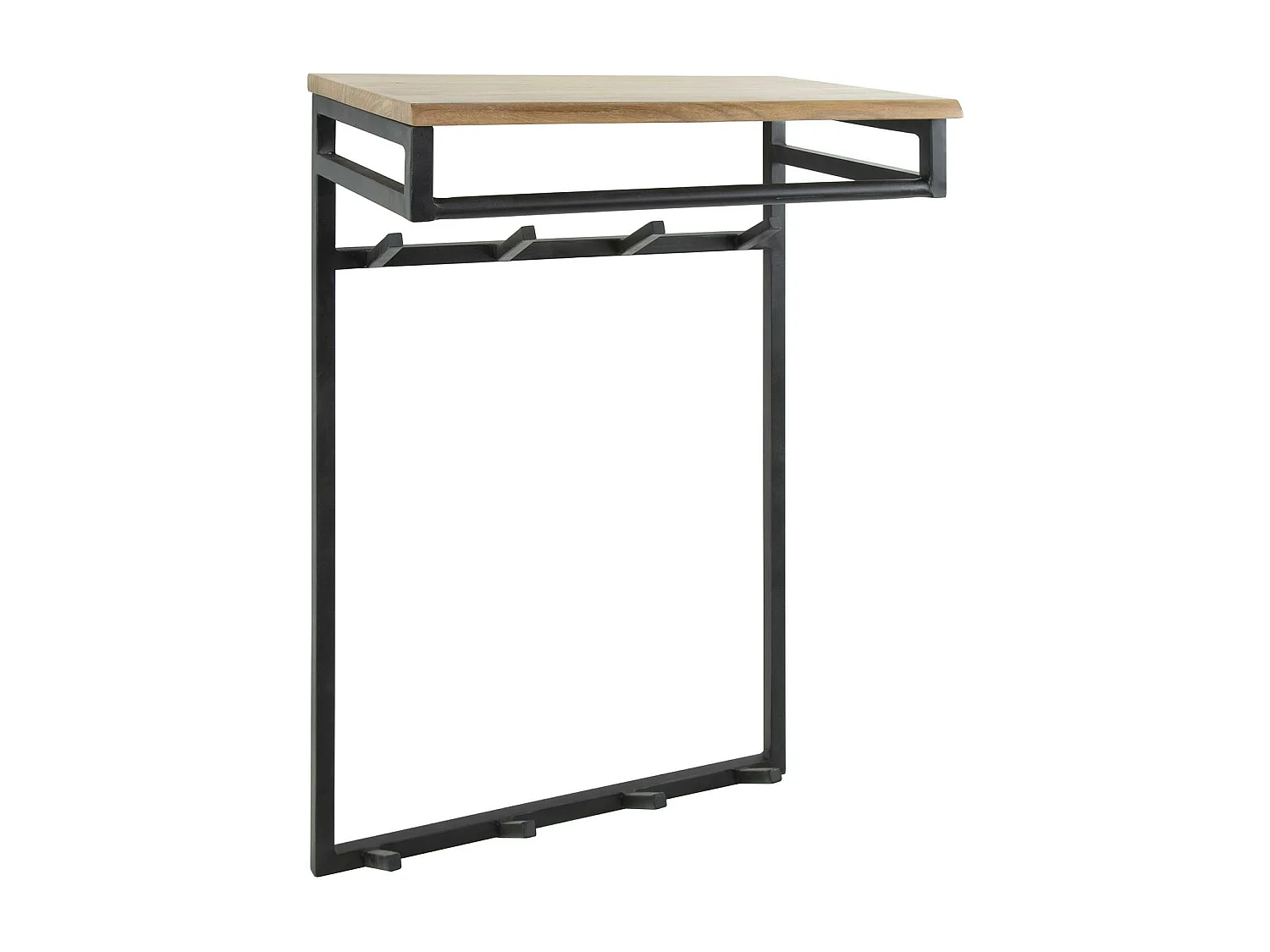 Portemanteau mural d'entrée bois massif 8 patères + tringle TRIBECA