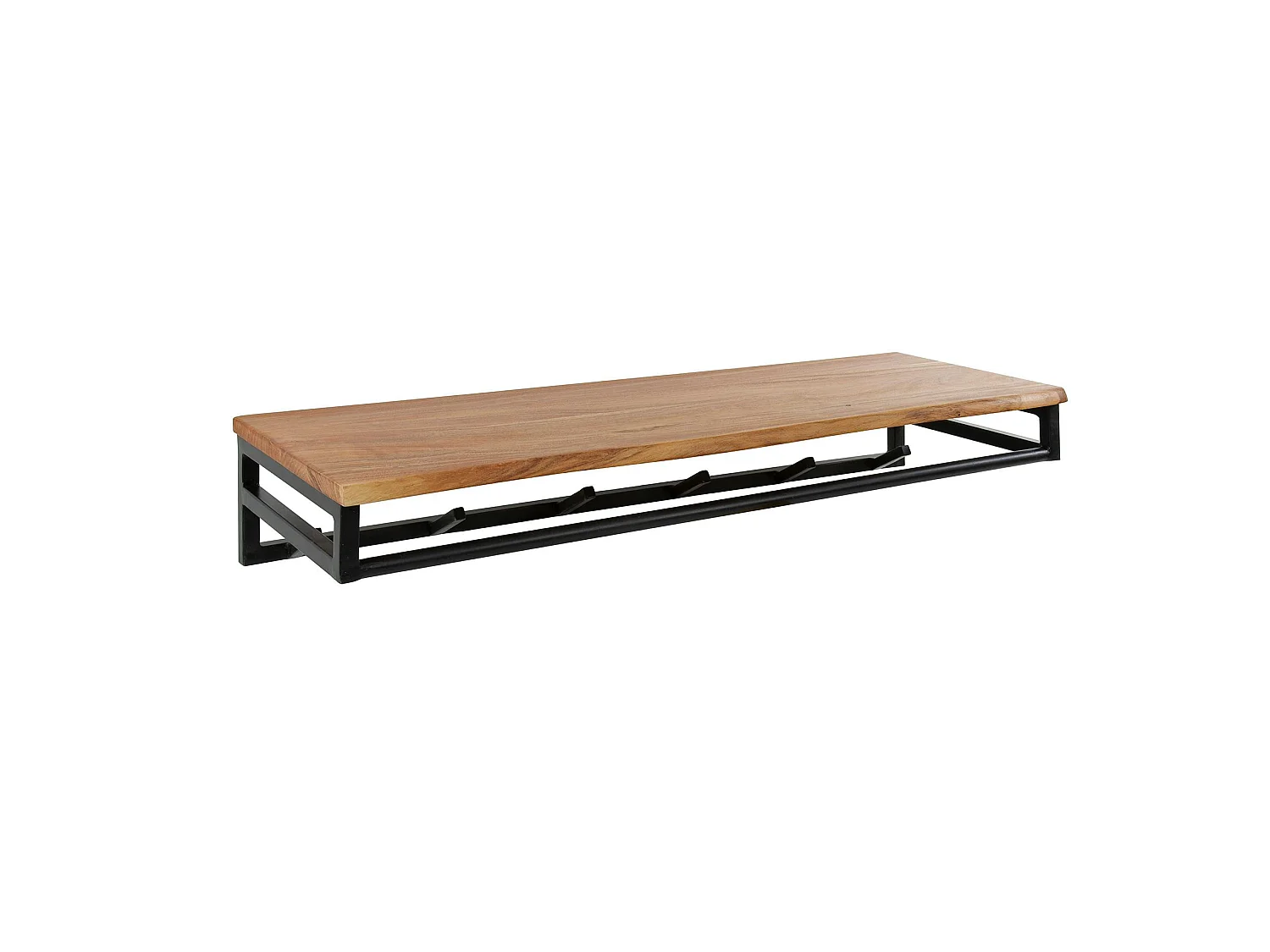 Portemanteau mural en bois d'acacia 6 patères + 1 tringle TRIBECA