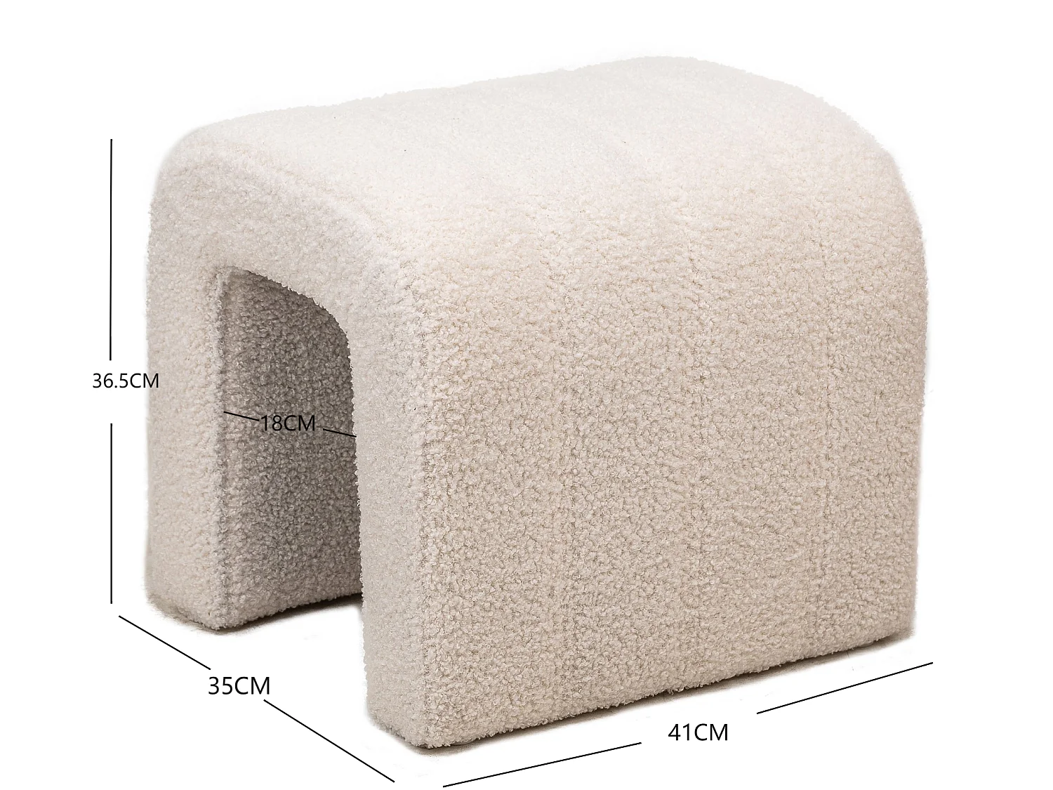 Pouf en bouclettes blanches style scandinave