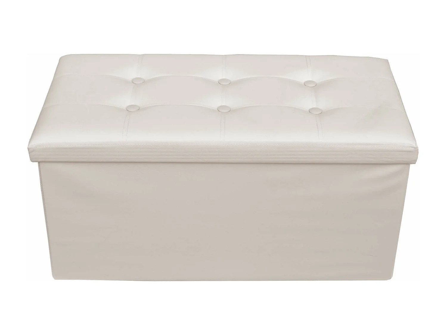 Mobili Rebecca Pouf Coffre de rangement Rectangle Beige Blanc Stokage 38x76x38