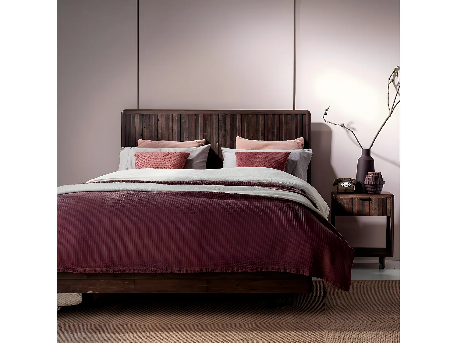 Lit 2 places bois recyclé brun 140 cm QUEENSTOWN