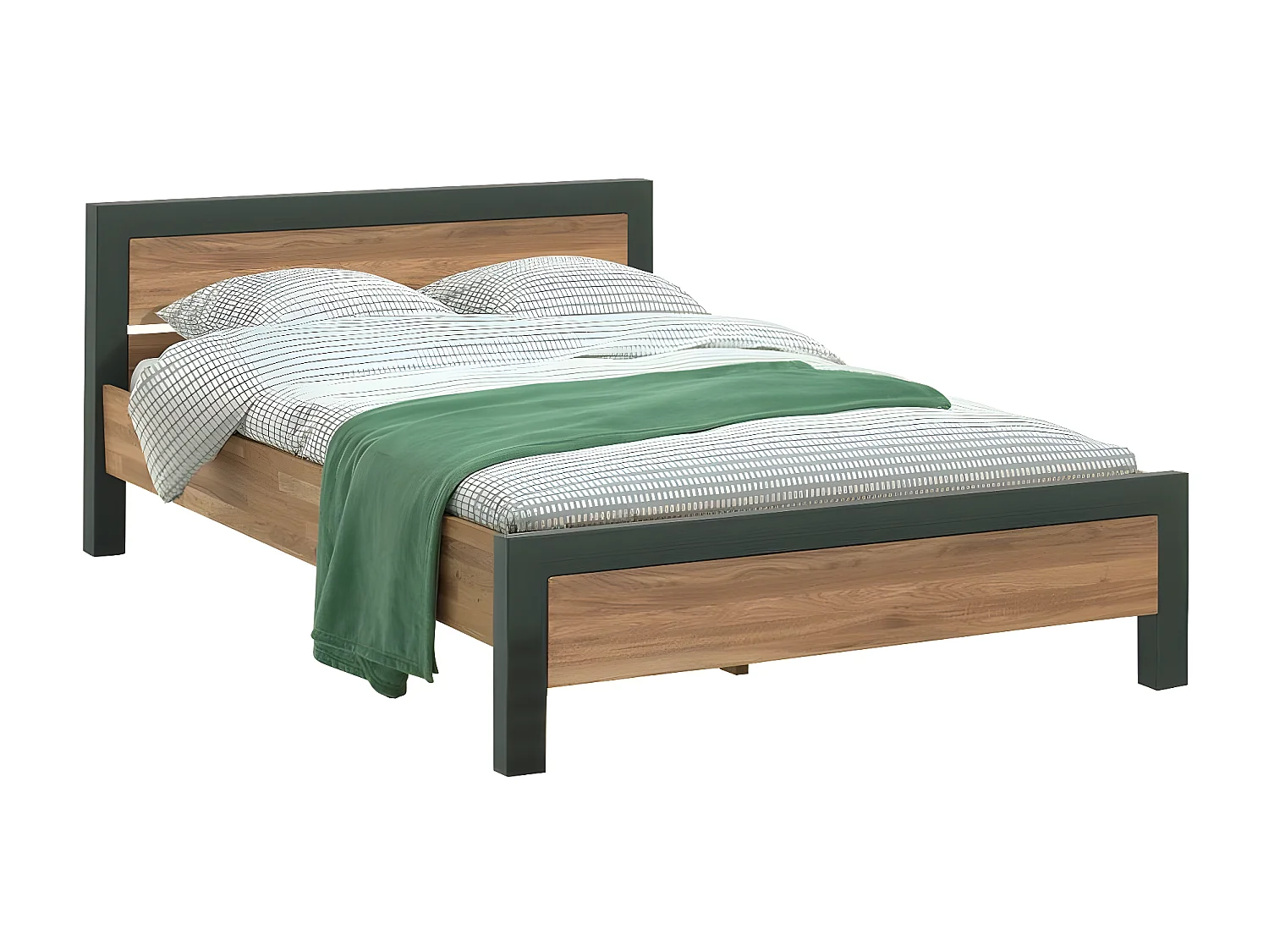 Lit 2 personnes en bois de chêne et métal 160 cm FERSCOTT 2