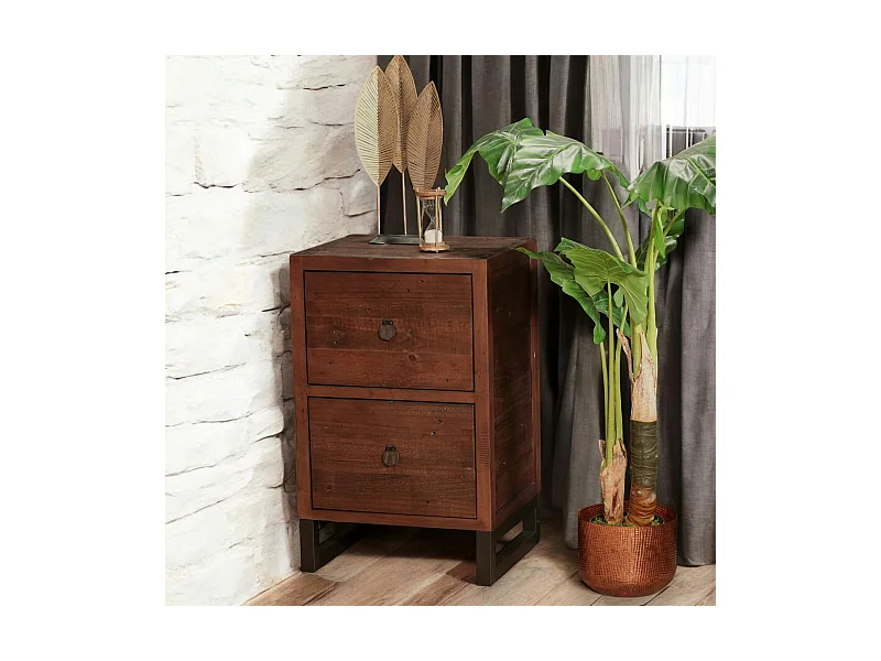 Caisson de bureau en bois brun recyclé 2 tiroirs SAMOA