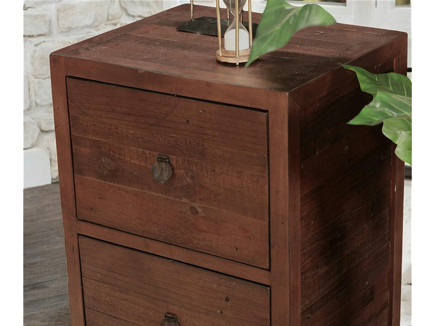 Caisson de bureau en bois brun recyclé 2 tiroirs SAMOA