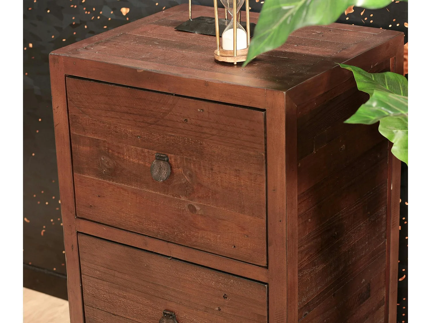 Caisson de bureau en bois brun recyclé 2 tiroirs SAMOA