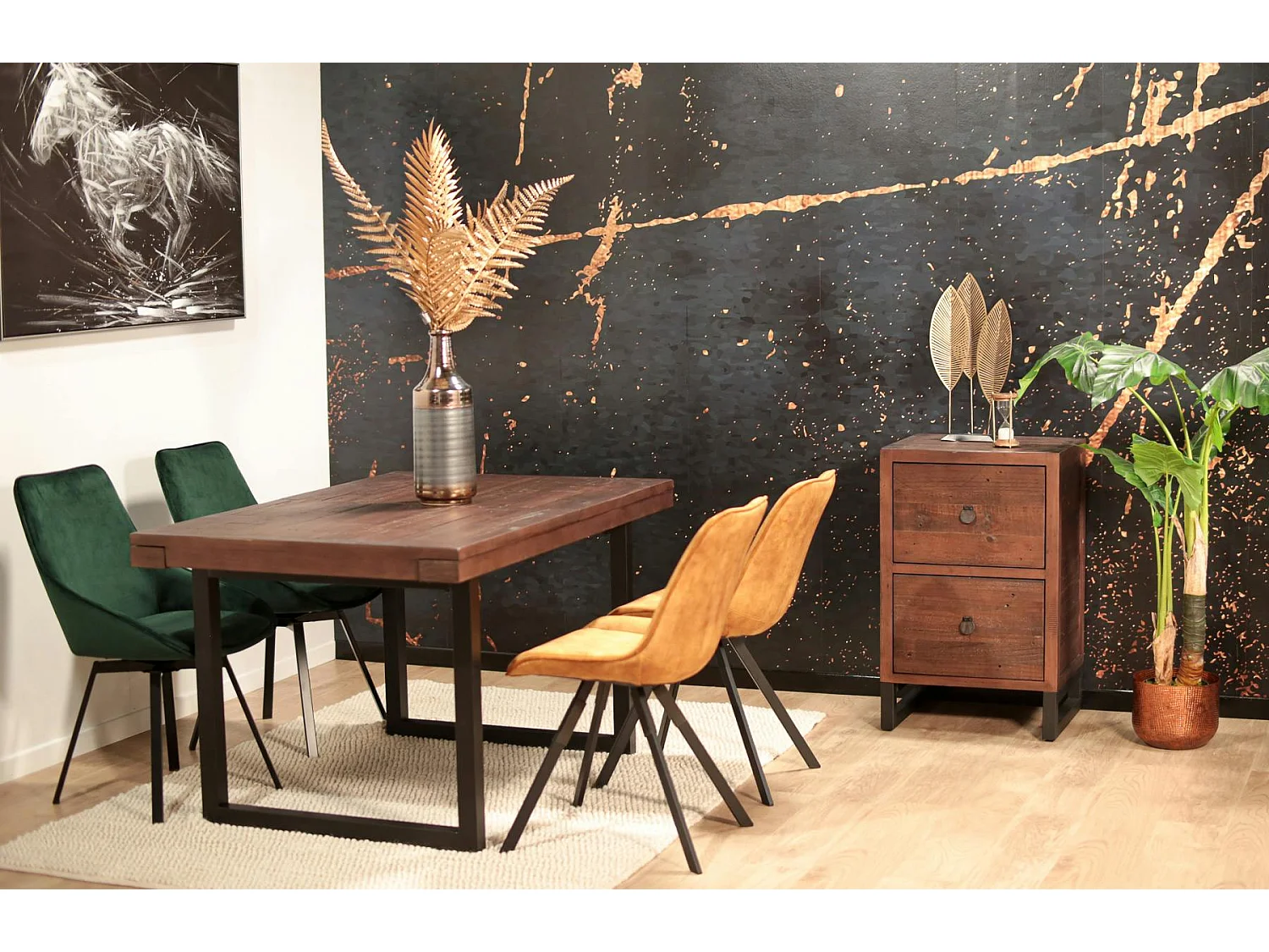 Caisson de bureau en bois brun recyclé 2 tiroirs SAMOA