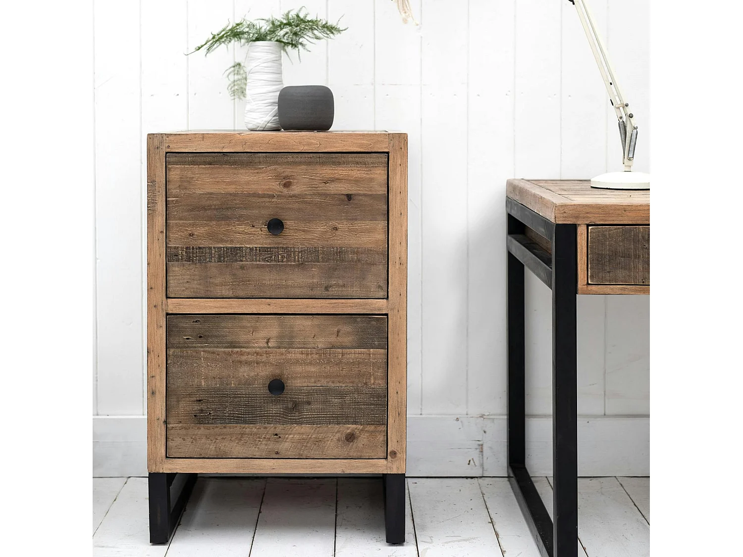 Caisson de bureau en bois recyclé 2 tiroirs BRISBANE