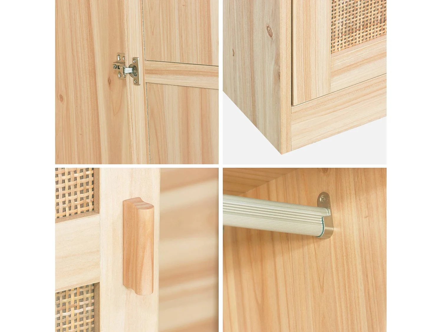 Armario de 2 puertas efecto caña y madera con espacio para colga