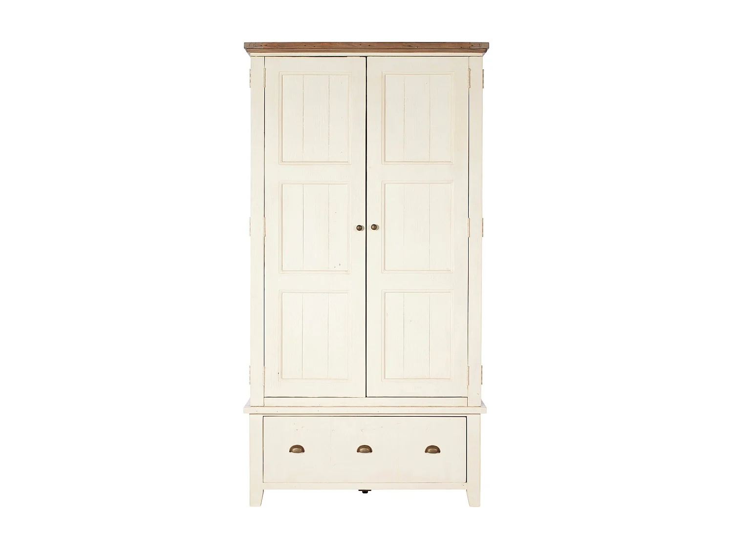 Armoire penderie blanche bois recyclé 107 cm BRISTOL