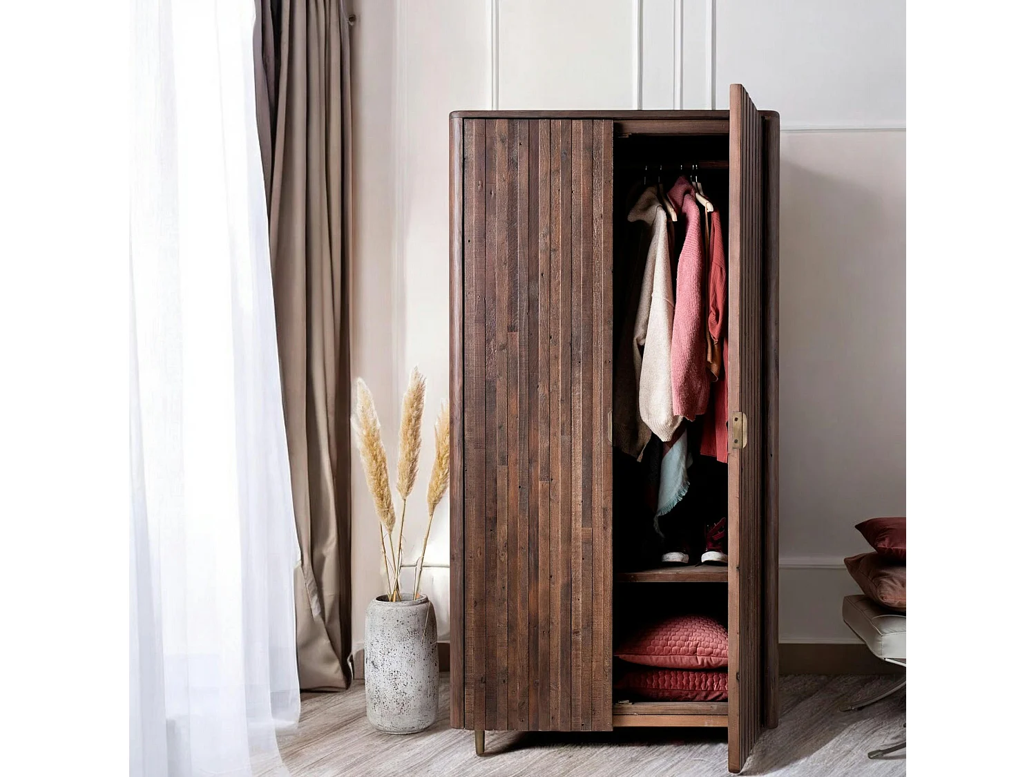 Armoire penderie bois recyclé brun QUEENSTOWN