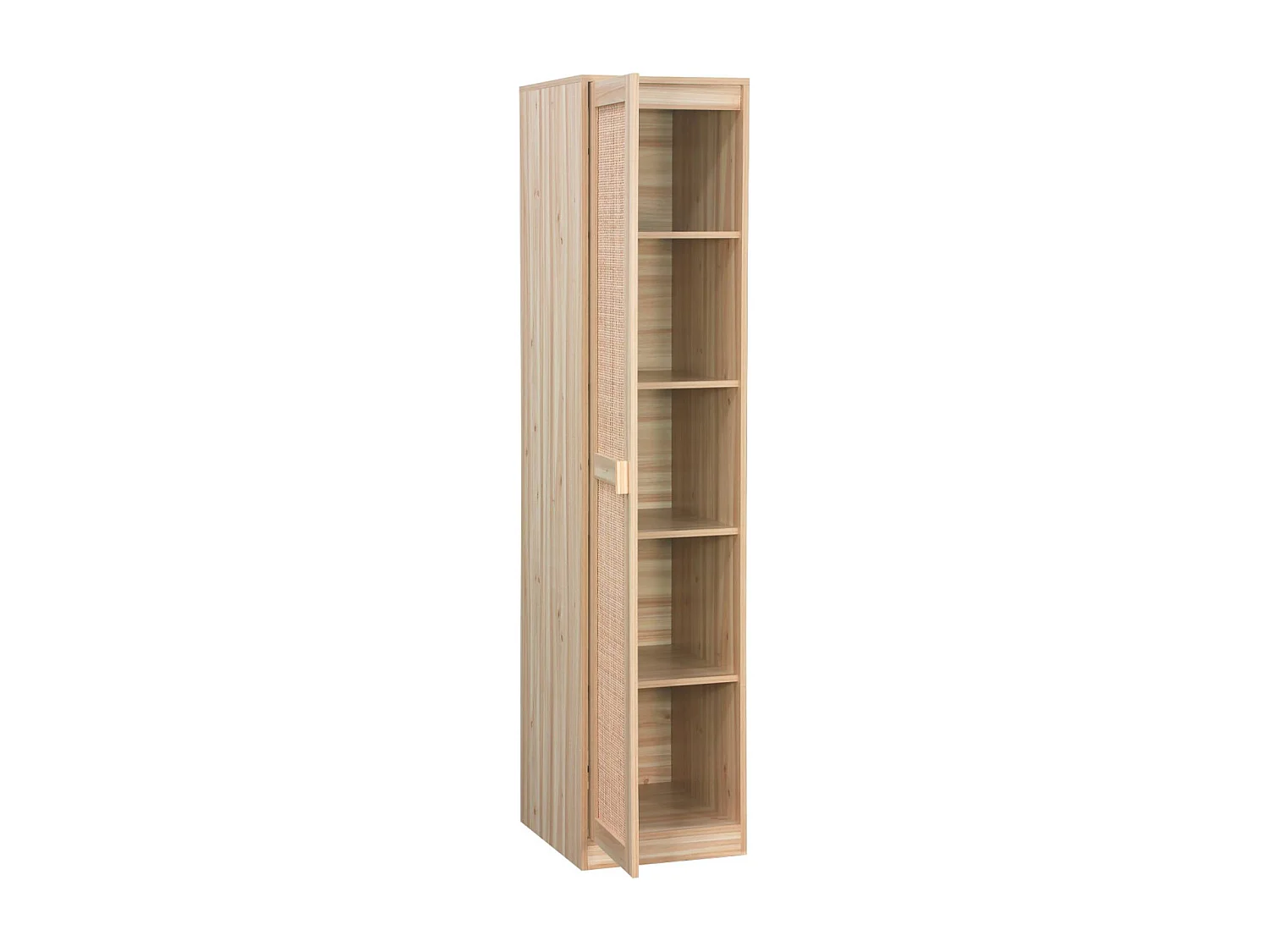 Armoire dressing cannage et effet bois. garde-robe 1 porte. 5 étagères H180cm