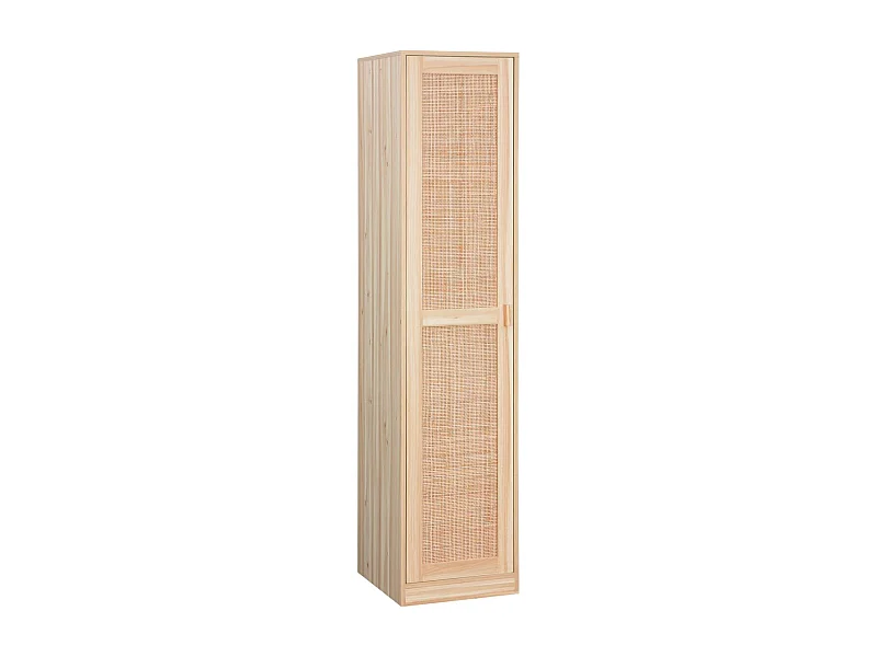Armoire dressing cannage et effet bois. garde-robe 1 porte. 5 étagères H180cm