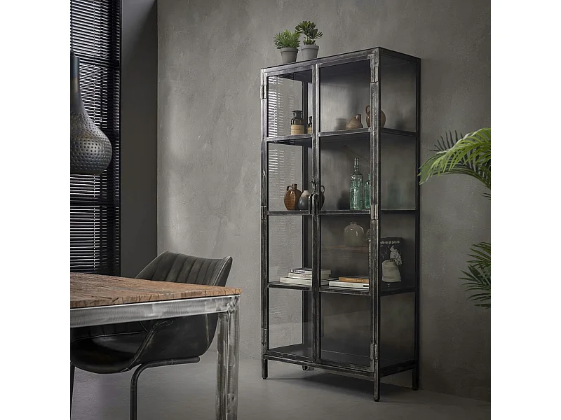 Vitrine industrielle métal verre ROADIES