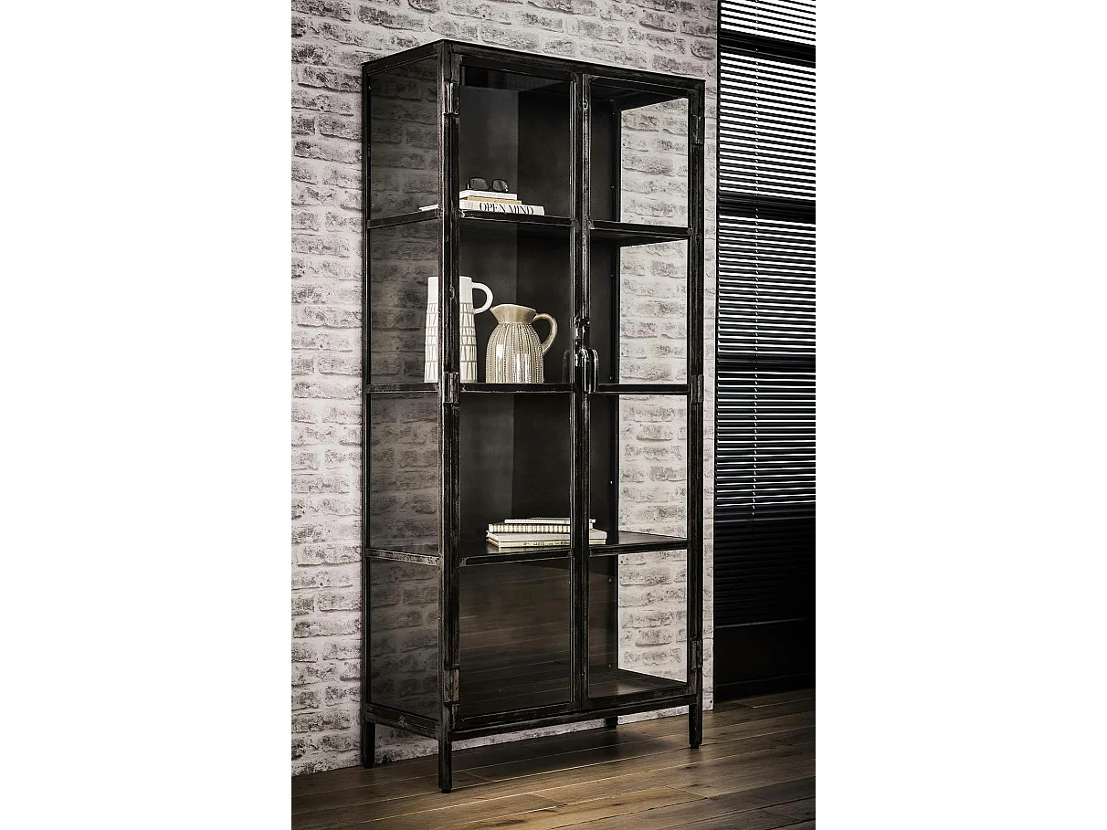 Vitrine industrielle métal verre ROADIES