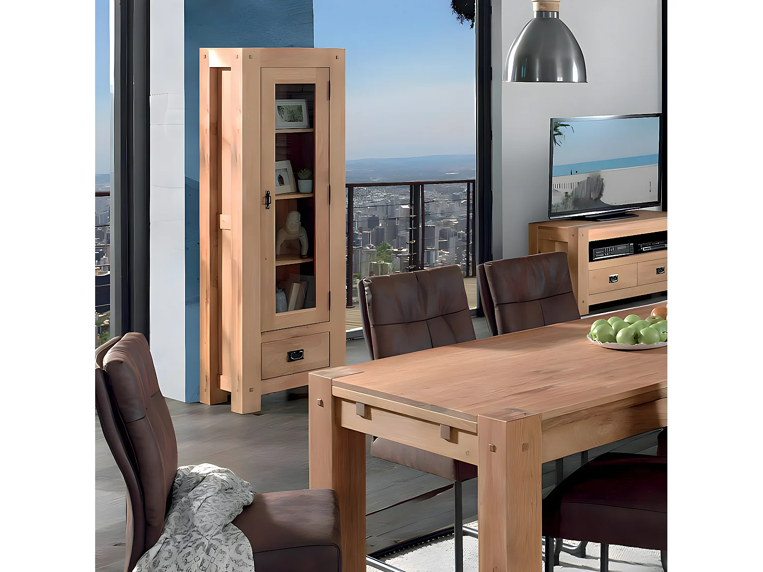 Vitrine colonne chêne massif FJORD