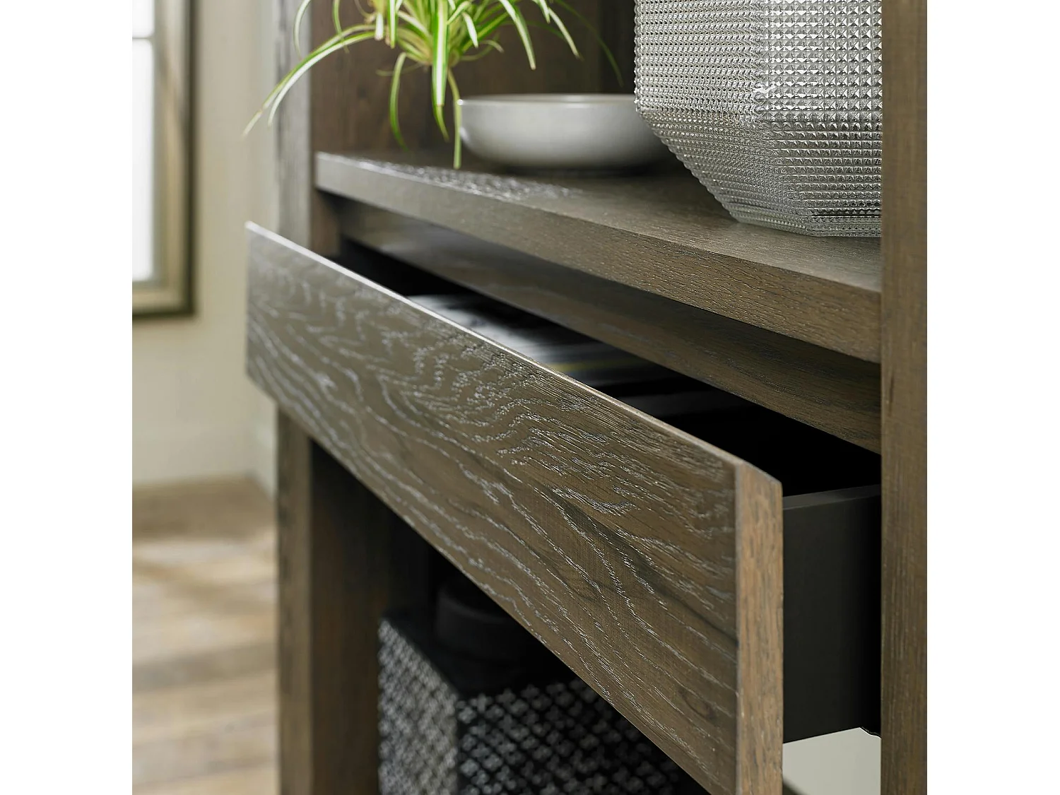 Bibliothèque étagère en bois de chêne fumé ALLEN