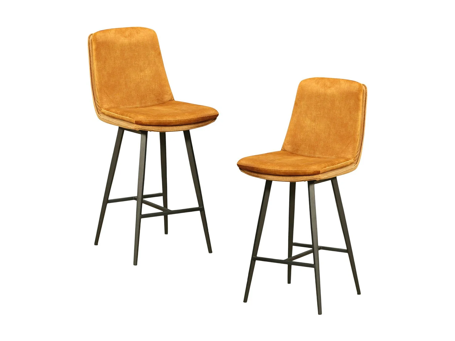 Chaise de bar en velours doré à double coussinage (lot de 2) OKA