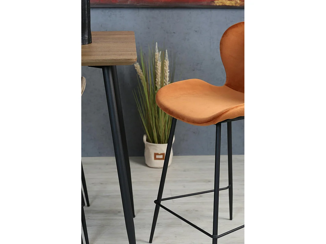 Chaise de bar en velours brique style moderne (lot de 2) MELBOURNE