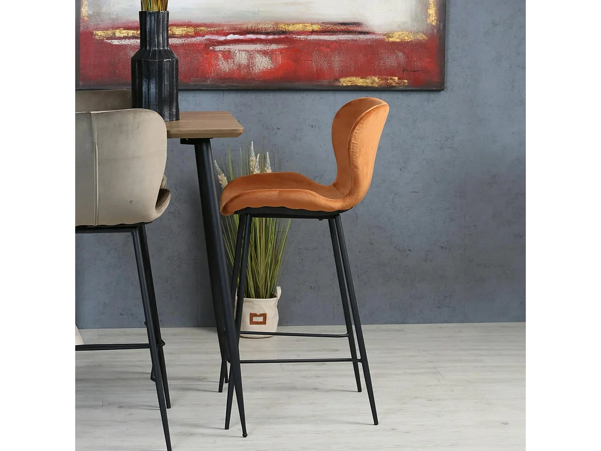 Chaise de bar en velours brique style moderne (lot de 2) MELBOURNE