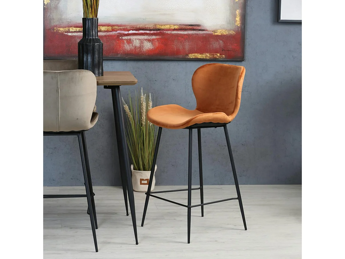 Chaise de bar en velours brique style moderne (lot de 2) MELBOURNE