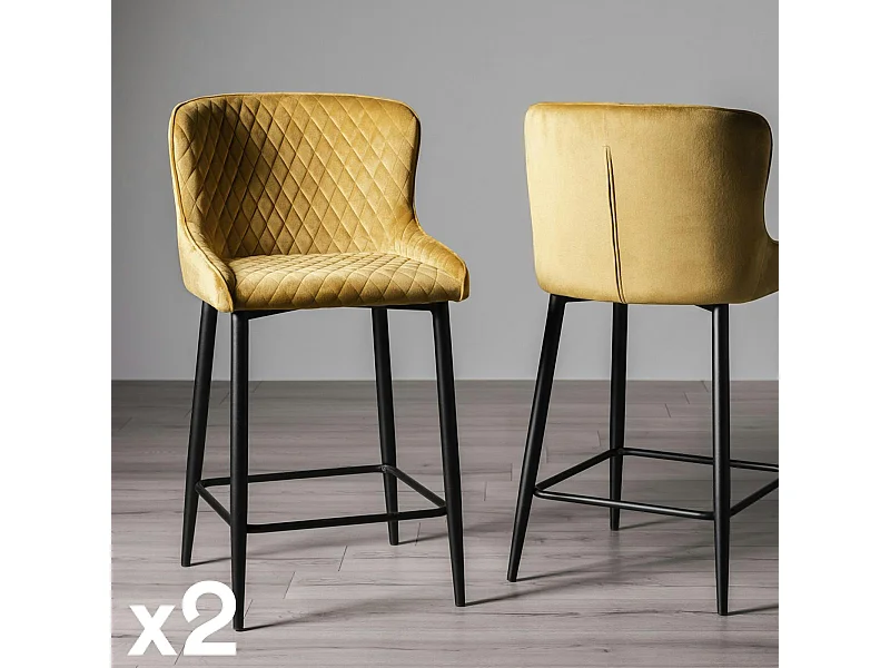 Chaise de bar en velours moutarde (lot de 2) ARLINGTON