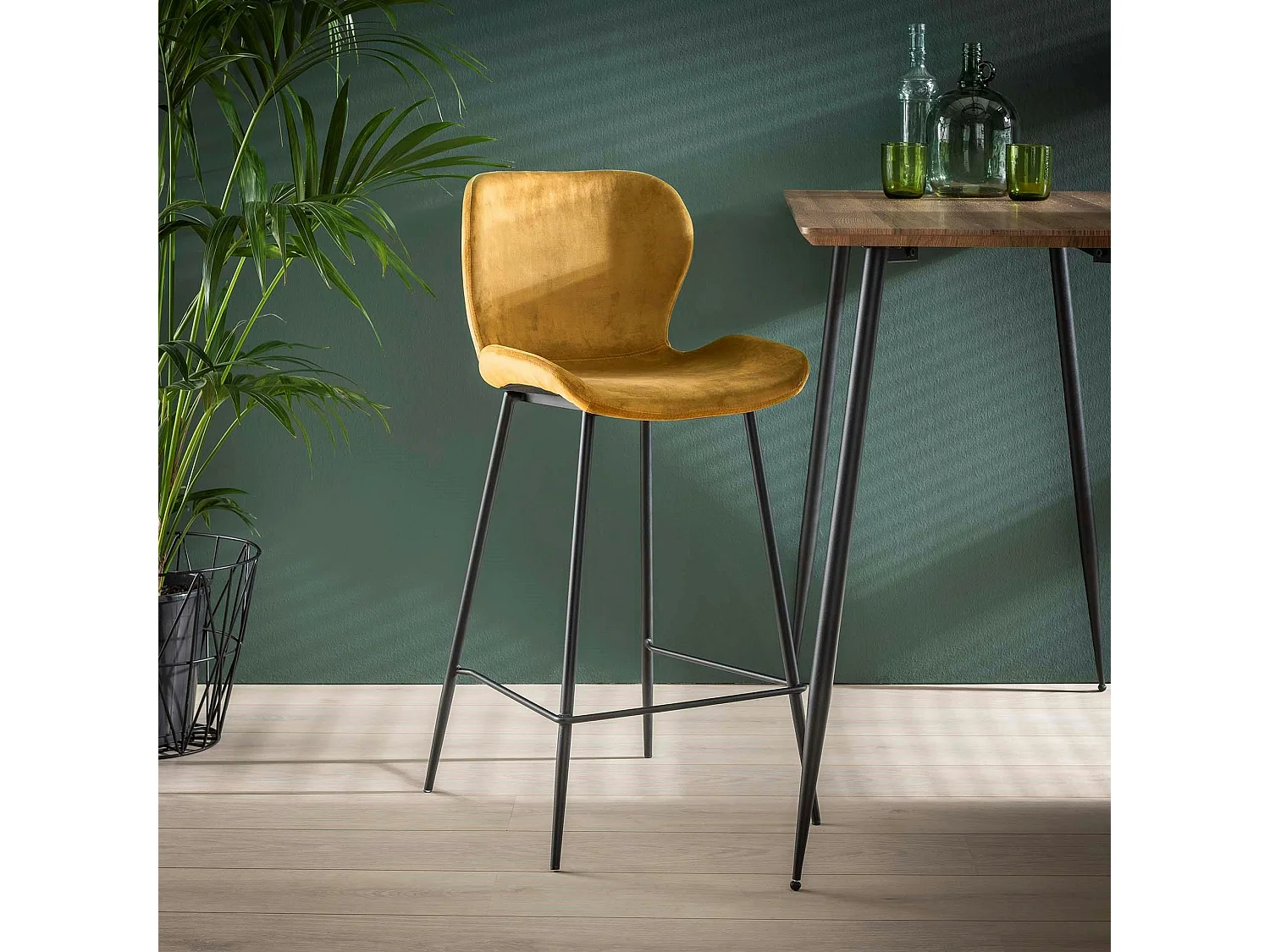 Chaise bar en velours doré MELBOURNE (lot de 2)