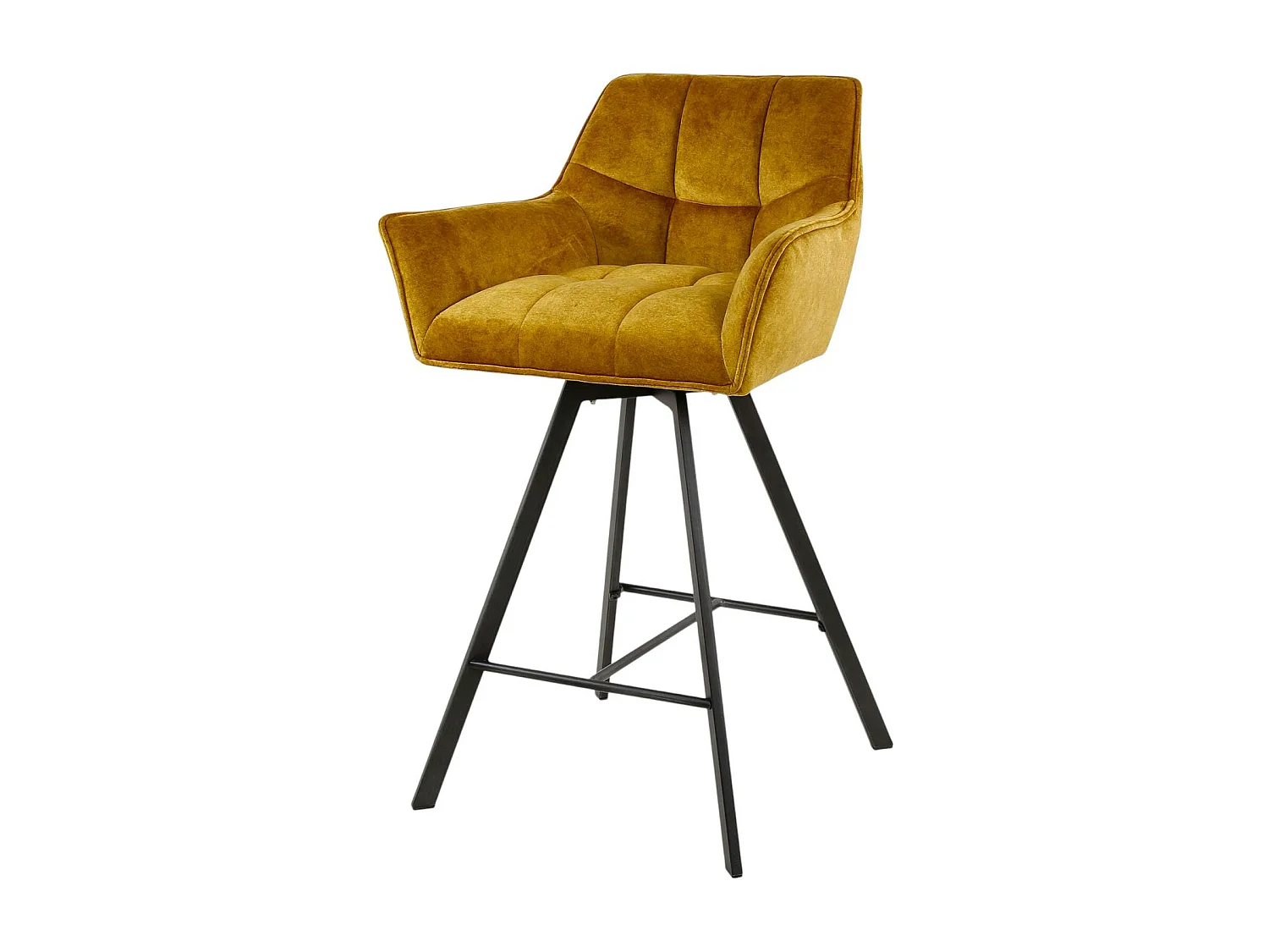 Chaise de bar confortable en velours moutarde avec fonction pivotante (lot de 2) MELBOURNE