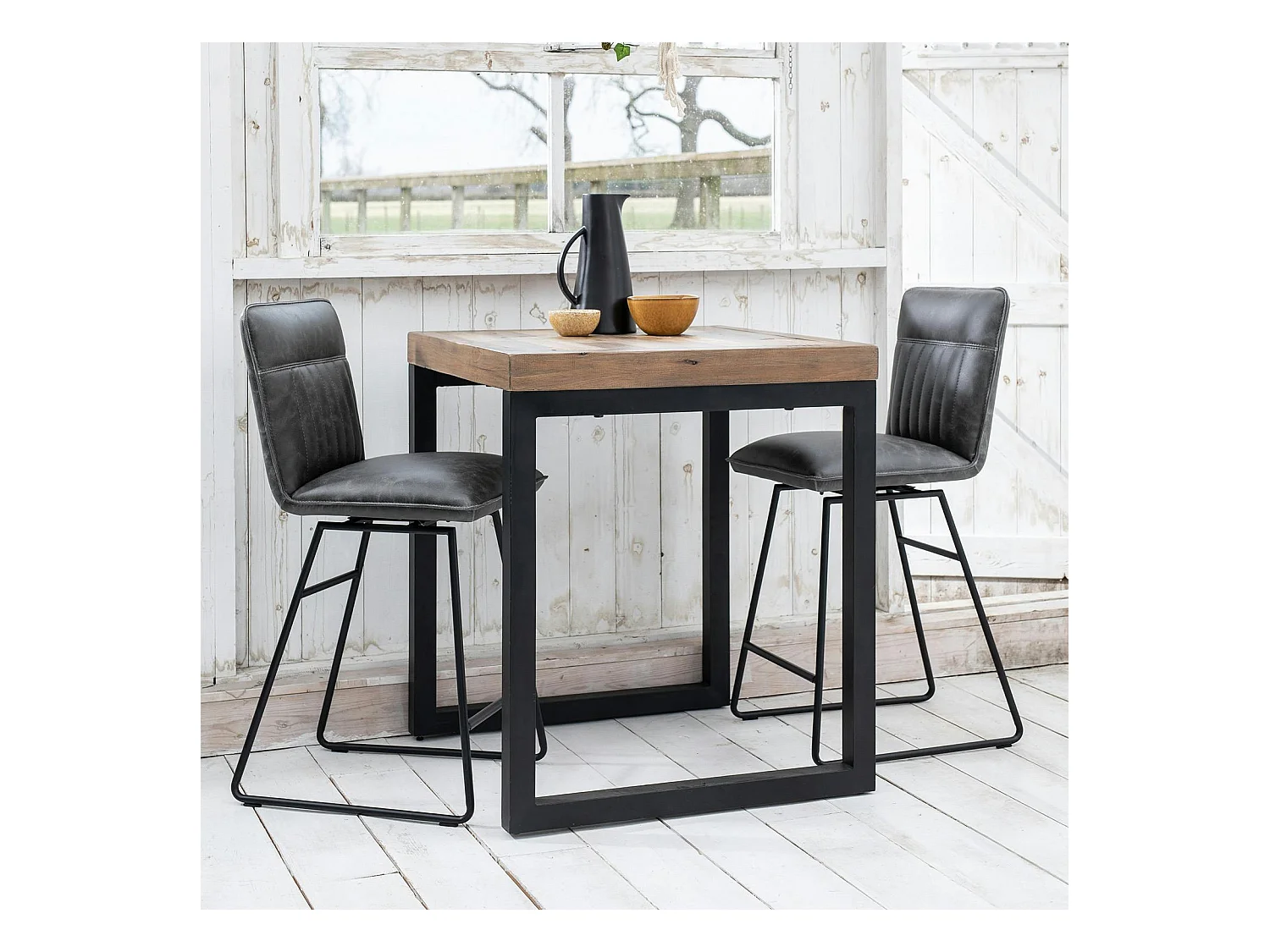 Chaise de bar pivotante gris used OKA (lot de 2)