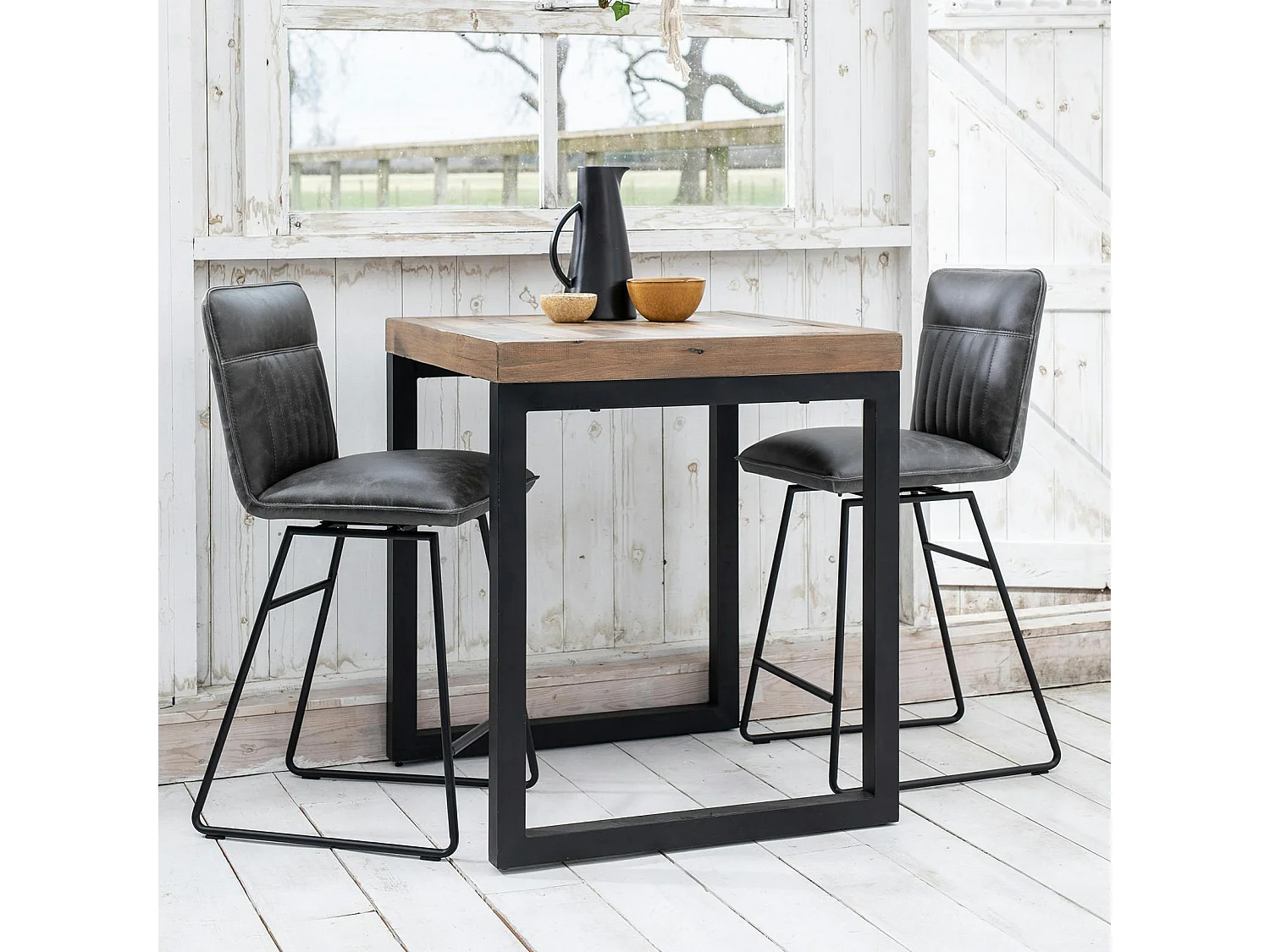 Chaise de bar pivotante gris used OKA (lot de 2)