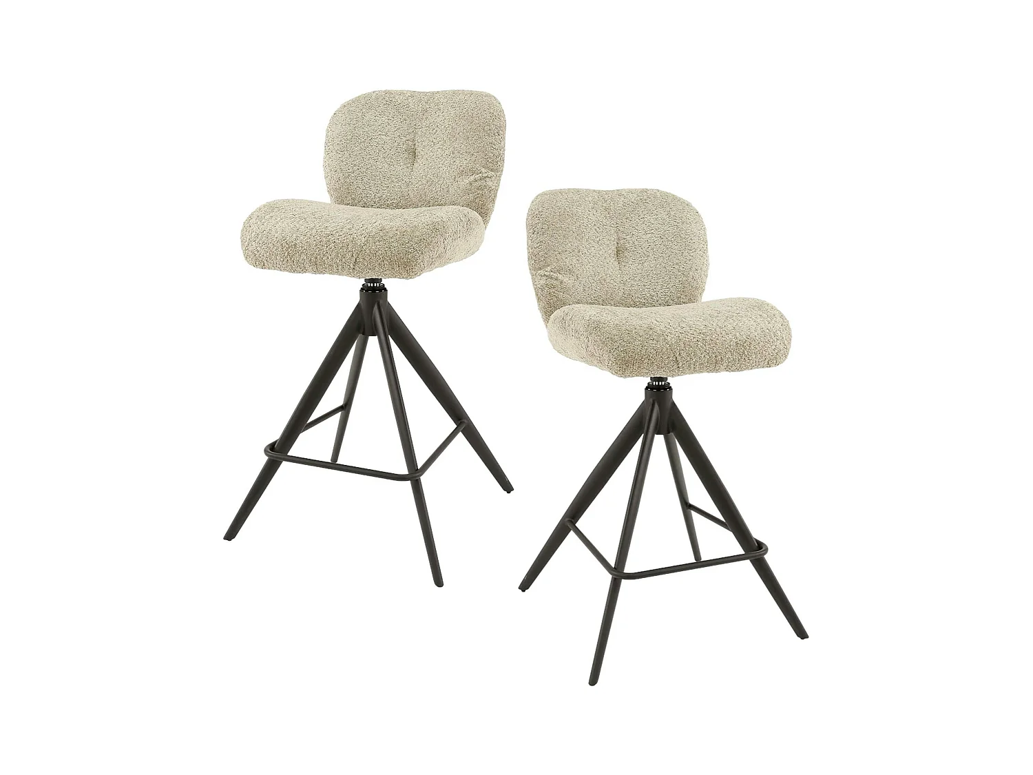 Tabouret de bar pivotant en bouclette sable (lot de 2) GALWAY