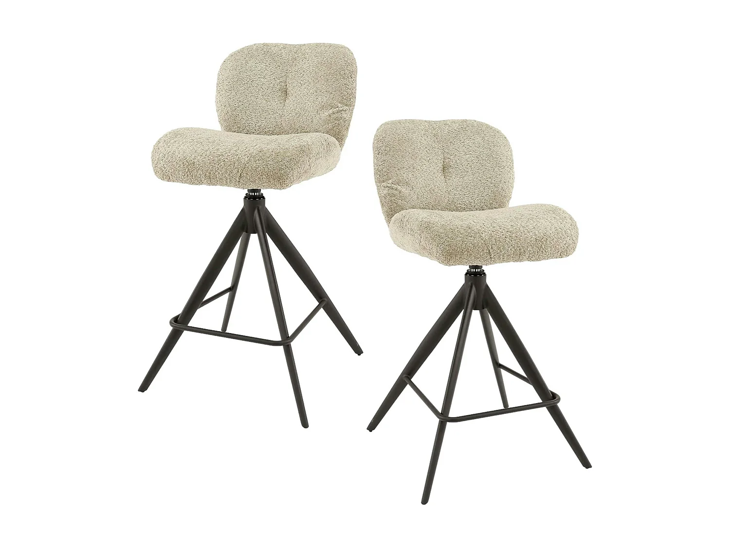 Tabouret de bar pivotant en bouclette sable (lot de 2) GALWAY