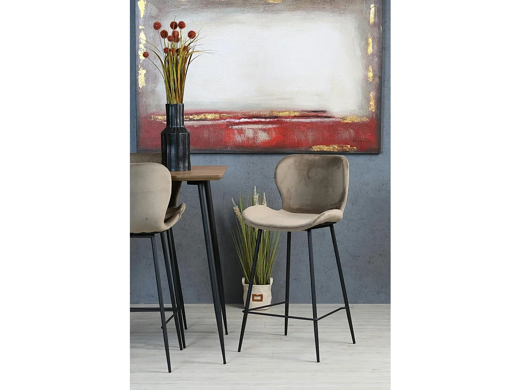 Chaise de bar en velours gris style moderne (lot de 2) MELBOURNE