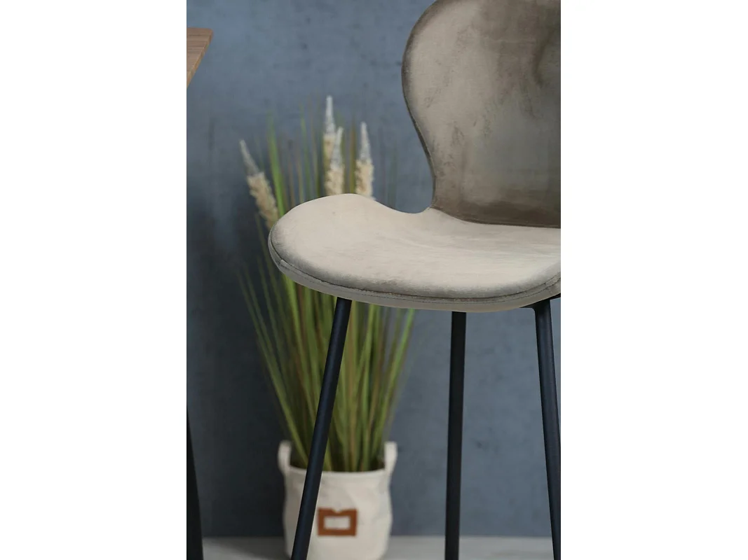 Chaise de bar en velours gris style moderne (lot de 2) MELBOURNE