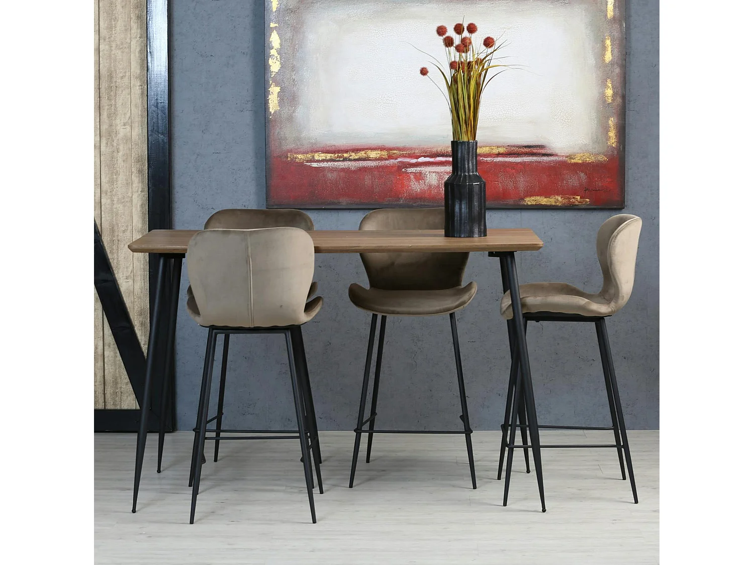 Chaise de bar en velours gris style moderne (lot de 2) MELBOURNE