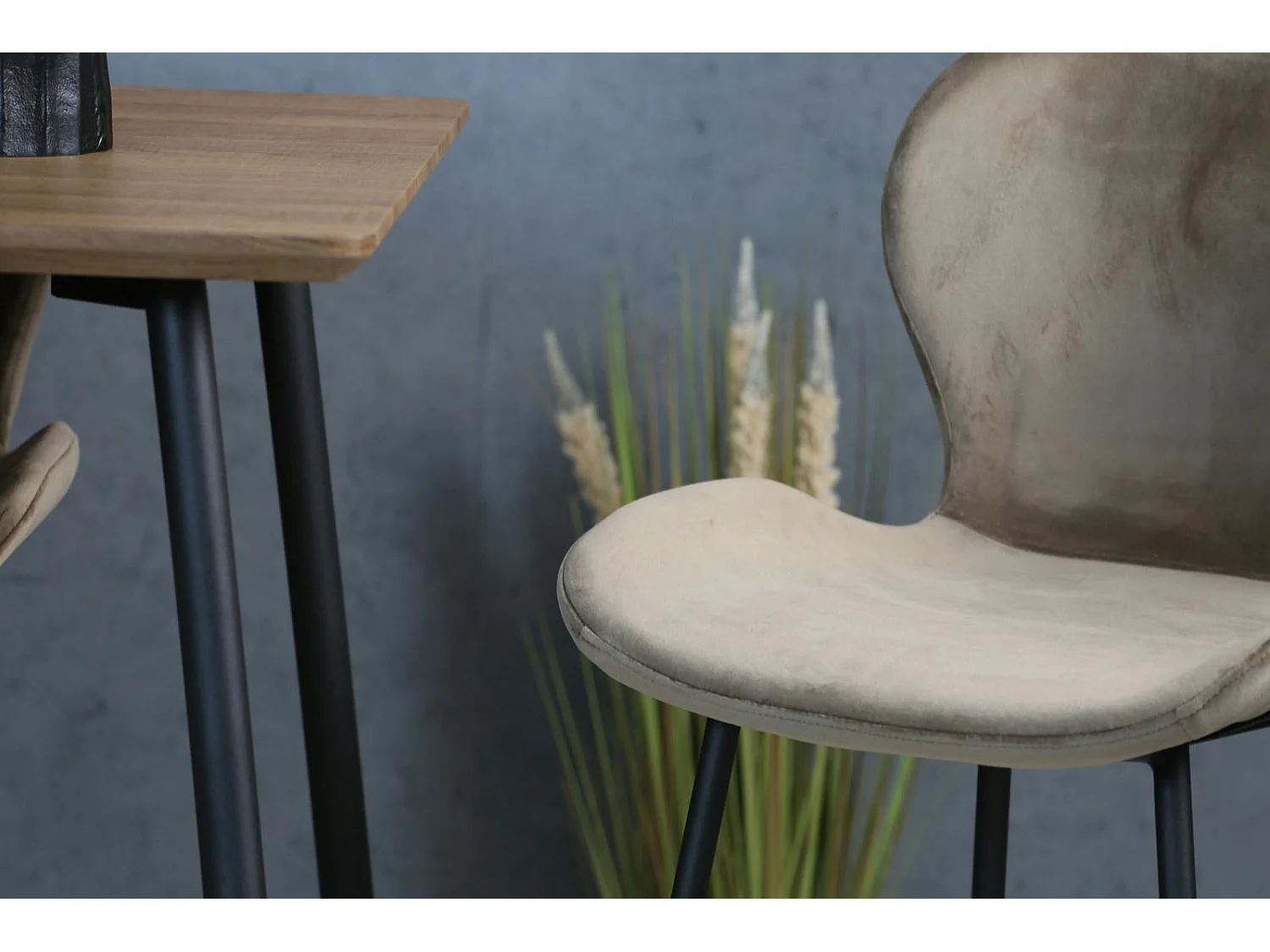 Chaise de bar en velours gris style moderne (lot de 2) MELBOURNE