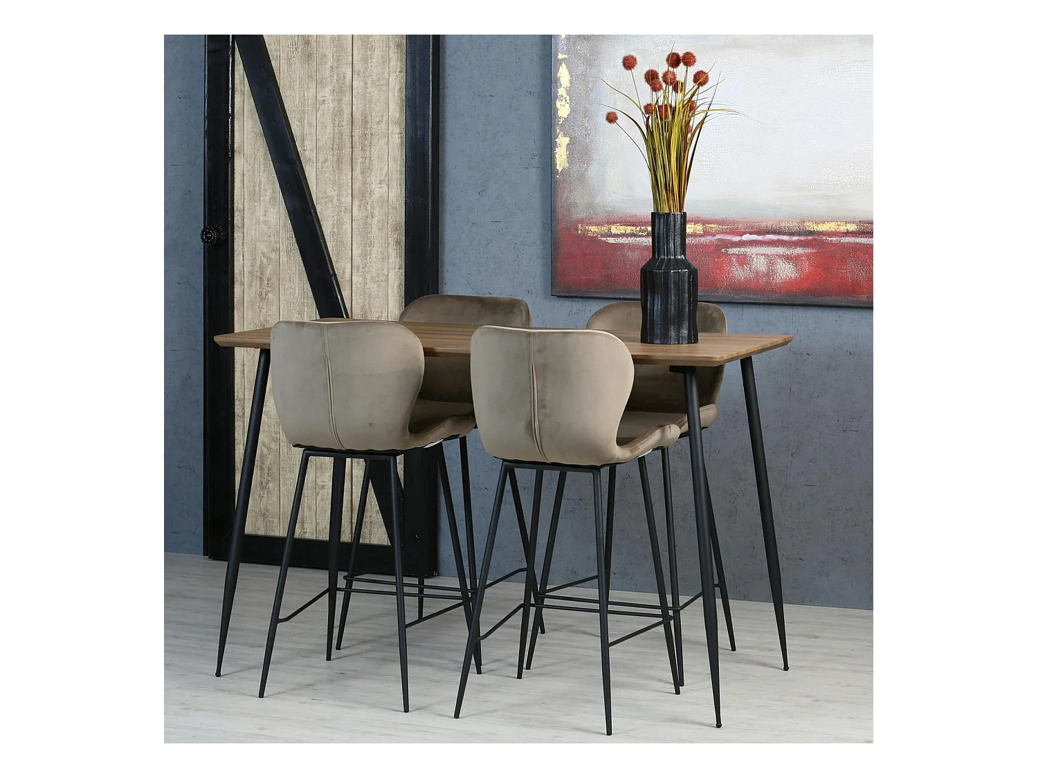 Chaise de bar en velours gris style moderne (lot de 2) MELBOURNE