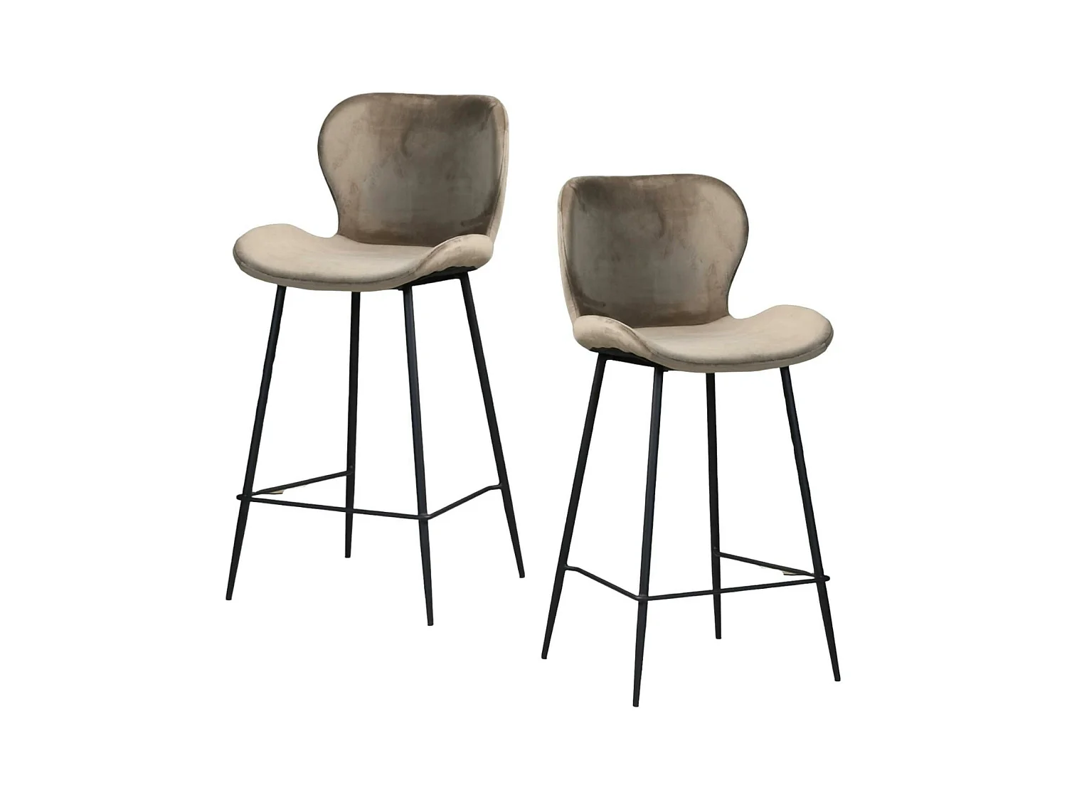 Chaise de bar en velours gris style moderne (lot de 2) MELBOURNE