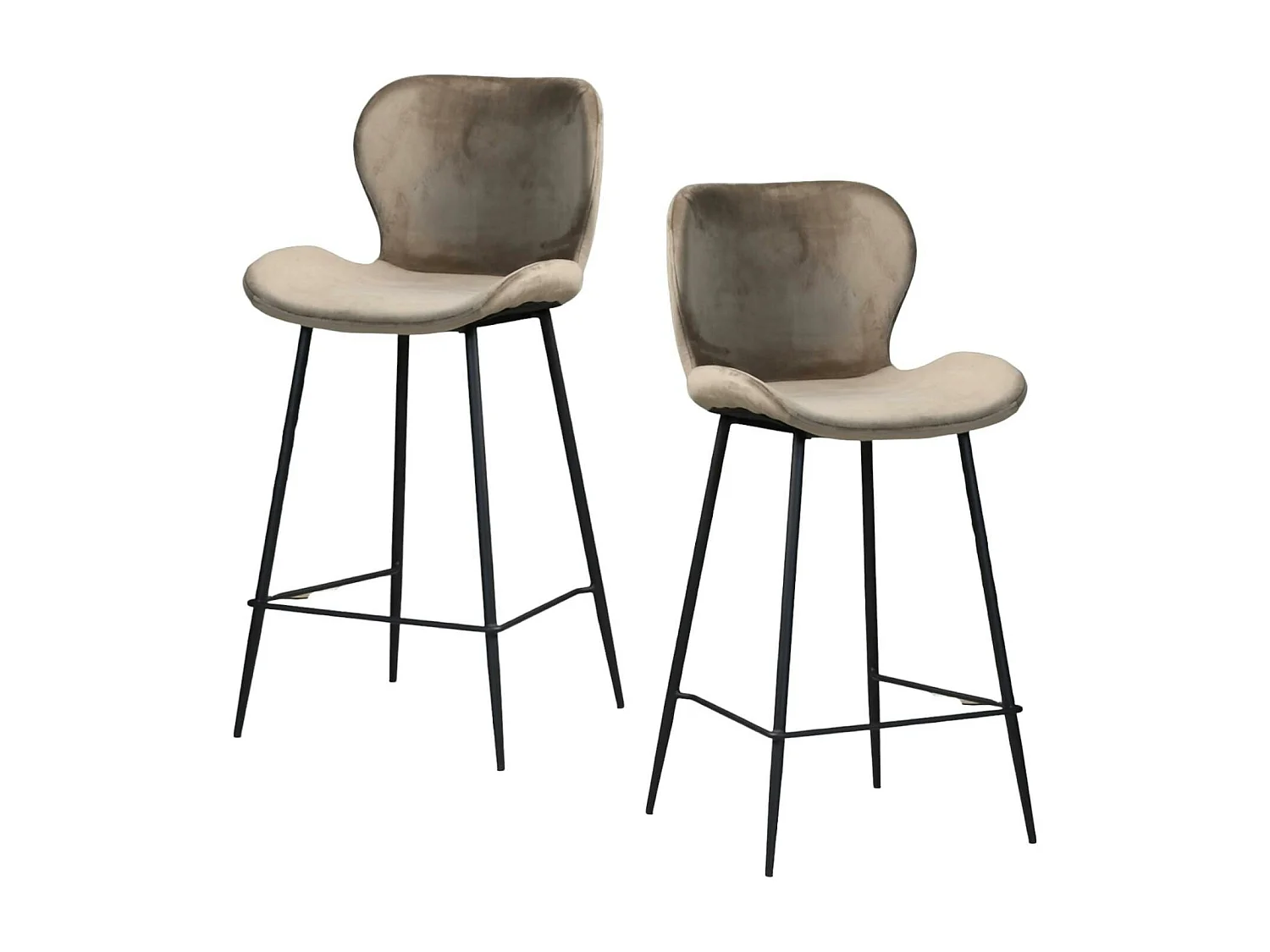 Chaise de bar en velours gris style moderne (lot de 2) MELBOURNE