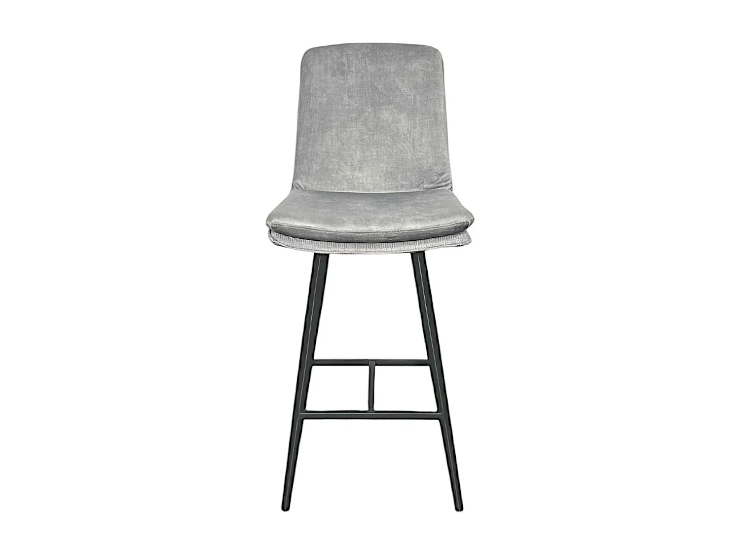 Chaise de bar en velours gris à double coussinage (lot de 2) OKA