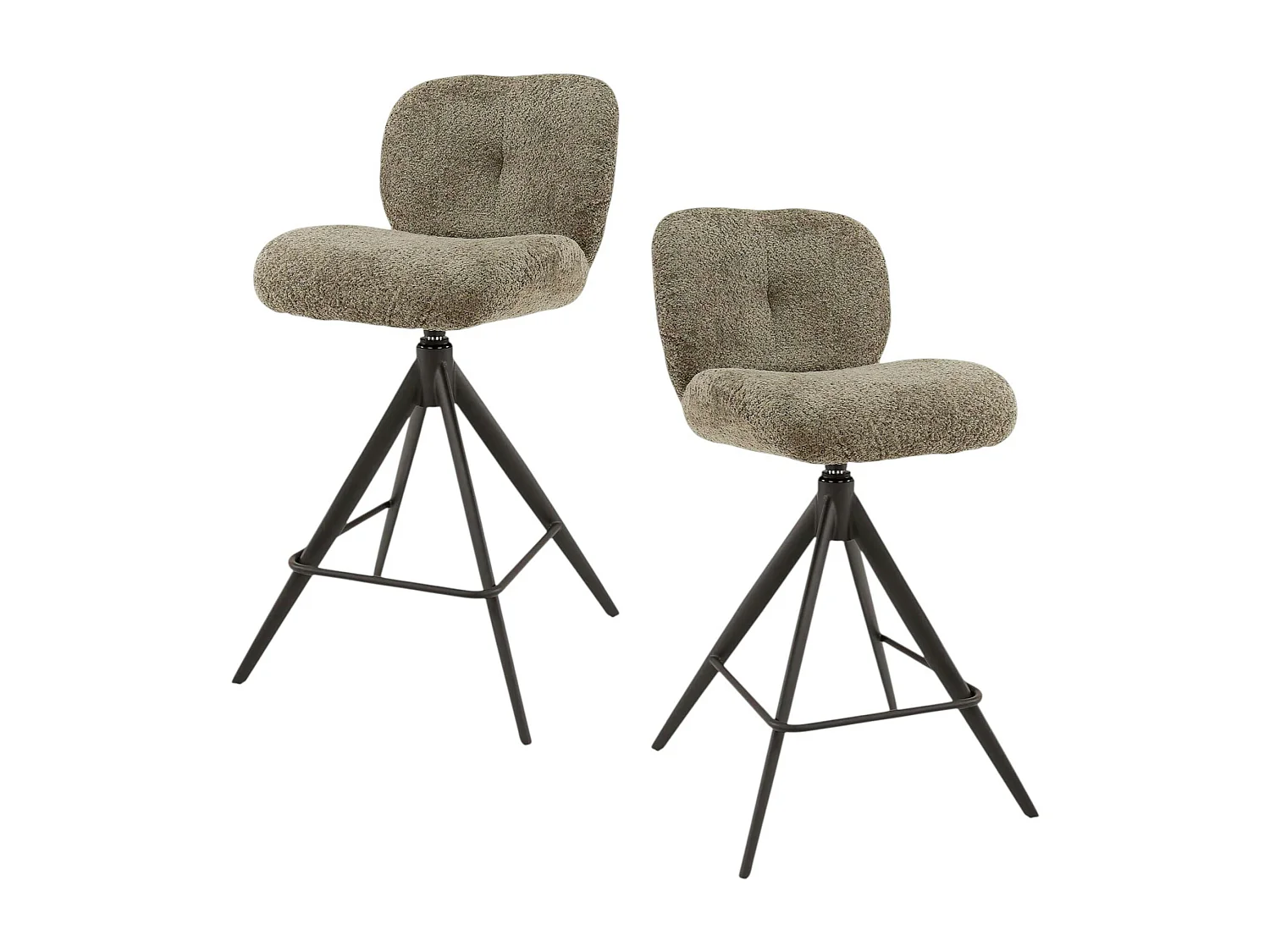 Tabouret de bar pivotant en bouclette taupe (lot de 2) GALWAY